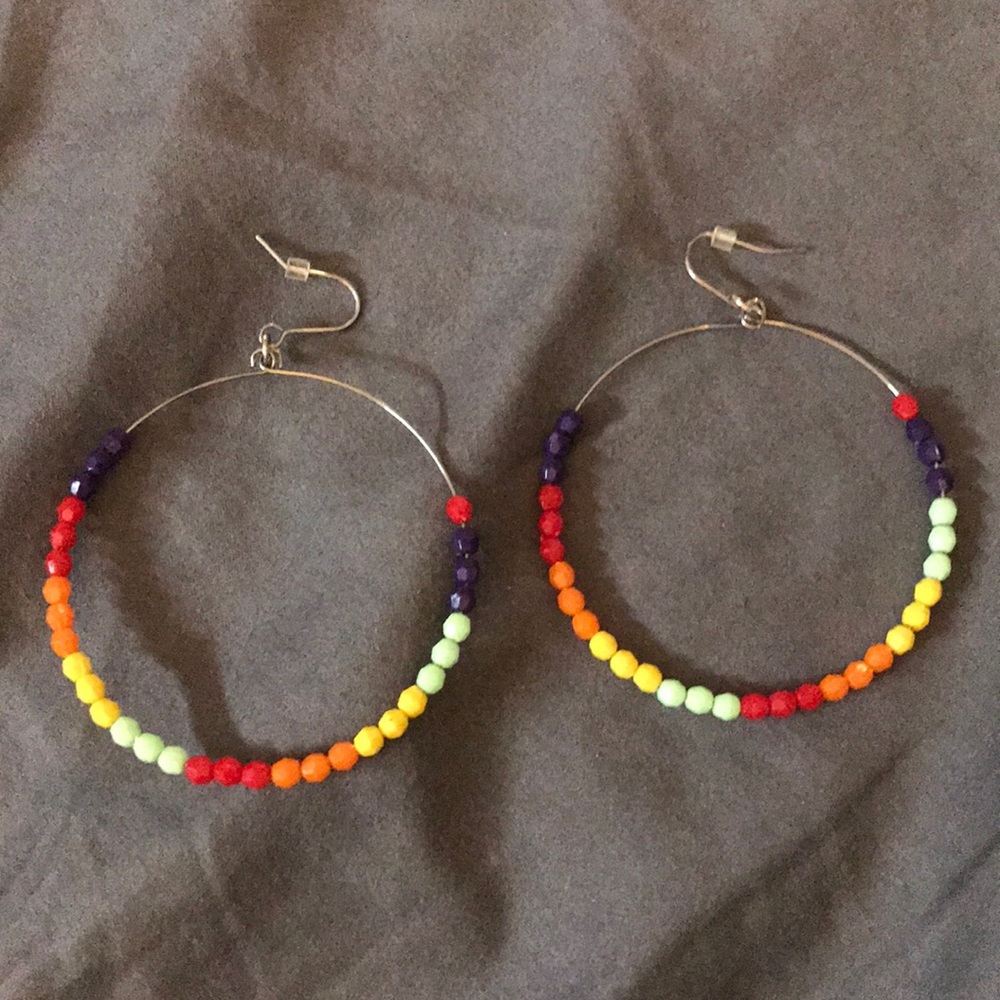 Rainbow Colored Hoop Earrings